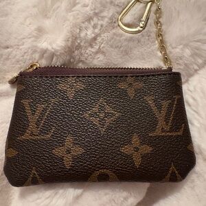 LV Monogram Canvas Coin Pouch Keychain - Brown